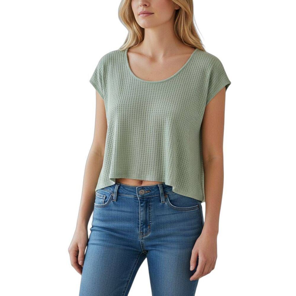 ALYA SEAFOAM GREEN WAFFLE KNIT TOP SZ.M GUC